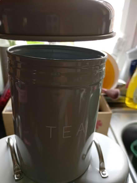 Photo of free Grey tin tea coffee sugar pots (Tudeley) #2