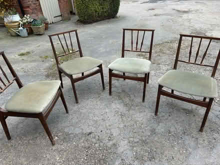 Photo of free 4 mid century teak dining chairs for restoration (South Derbyshire DE73) #1