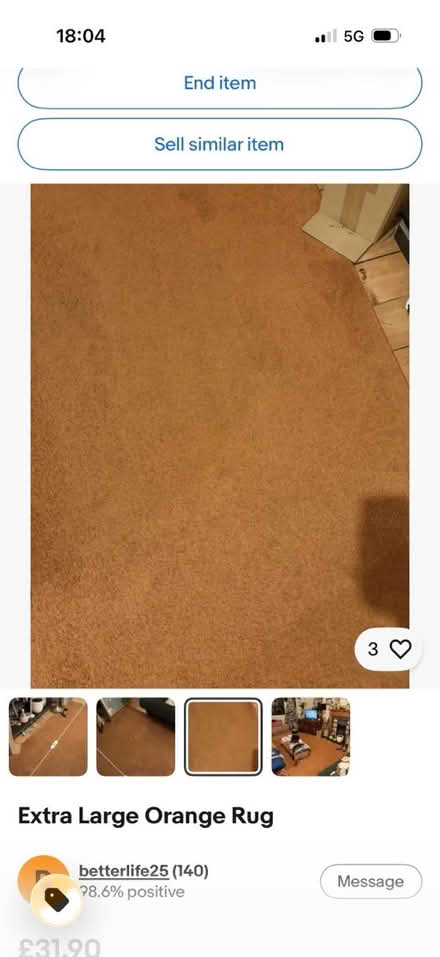 Photo of free Very large orange rug (Shawlands G41) #2