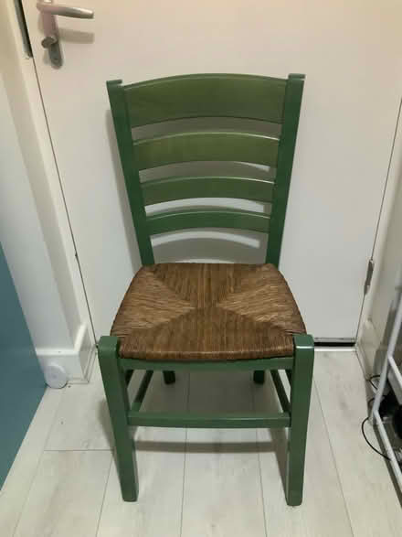 Photo of free Green wood and woven seat dining chair (Greenwich SE10) #1
