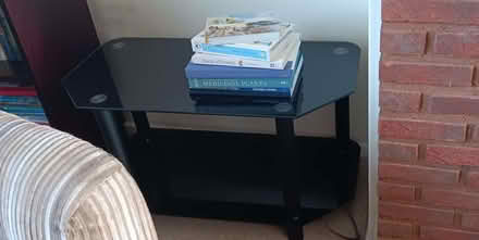 Photo of free Black glass side table / tv stand (Lower Sheering CM21) #3