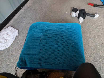 Photo of free Large filled knitted/crochet blue cushion (Newhaven BN9) #2