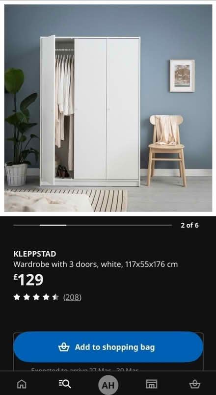 Photo of free ikea kleppstad wardrobe (SE14) #2
