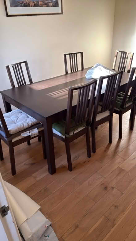 Photo of free IKEA Dining table, extendable, and 7 matching chairs (Henley GL3) #1