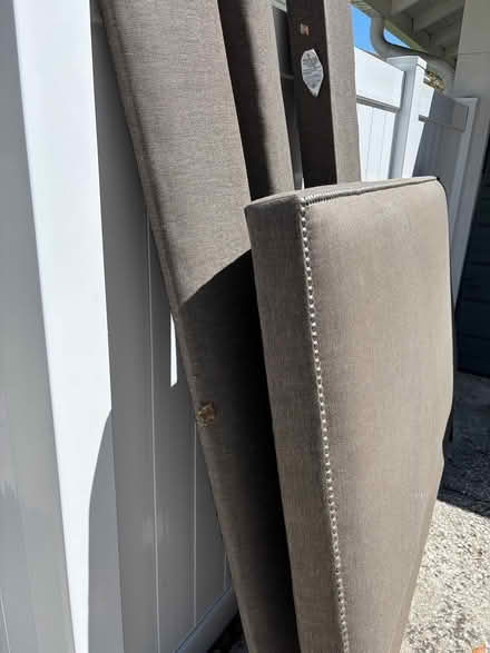 Photo of free King bed frame- gray upholstered (St Petersburg (Historic NE)) #3