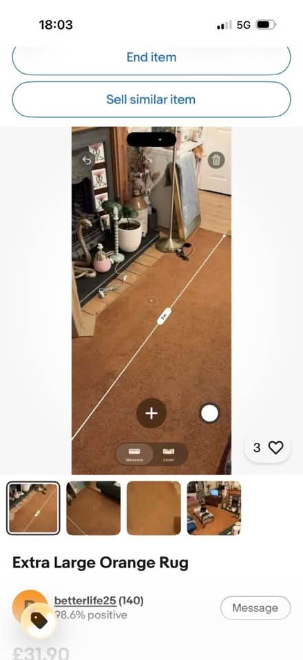 Photo of free Very large orange rug (Shawlands G41) #1