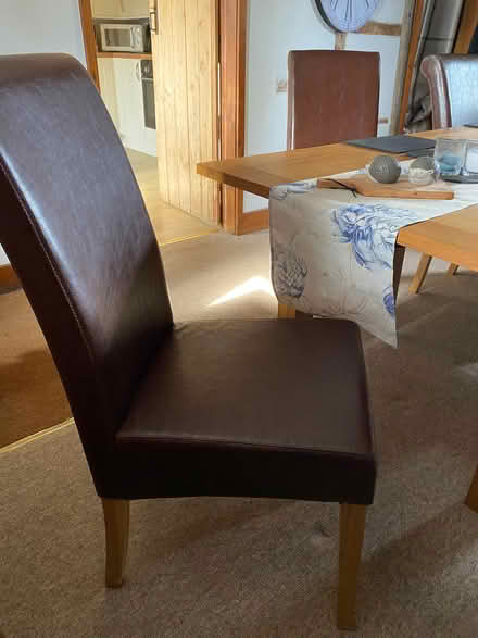 Photo of free Brown leatherette dining chairs 6 (Horton SY4) #2