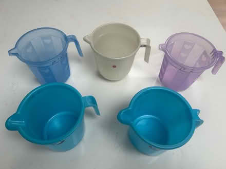 Photo of free 5 x plastic 500ml / 1 pint jugs (W13) #1