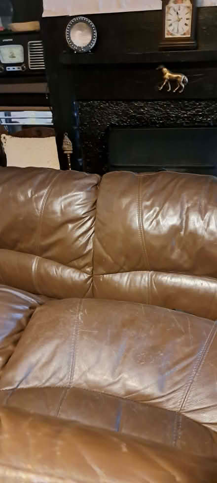 Photo of free 2 leather sofas...single mattress &wood rocking chair (Withnell PR6) #2