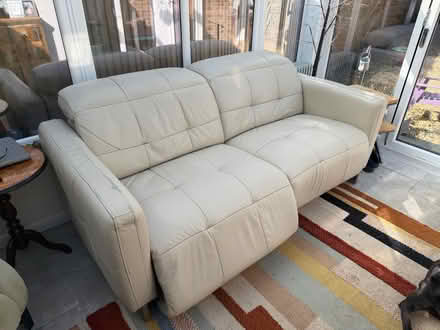 Photo of free Cream reclining leather sofa (Merstham) #1