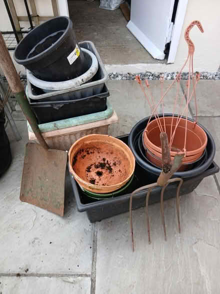 Photo of free Large plastic tubs + fork + shovel (Abingdon OX14) #2