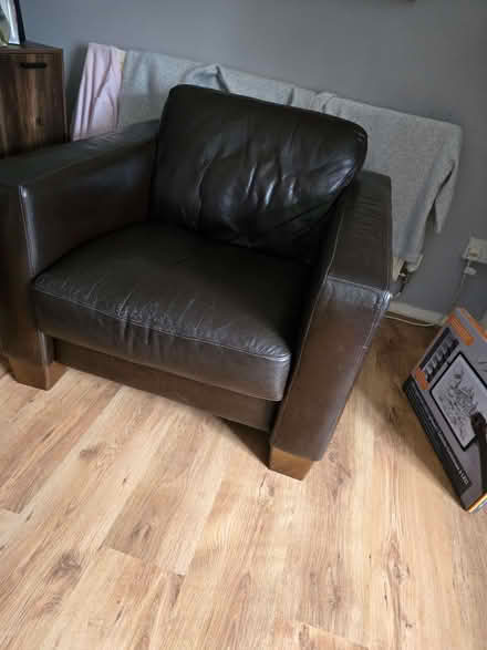 Photo of free Brown leather arm chair (Llanrumney CF3) #1