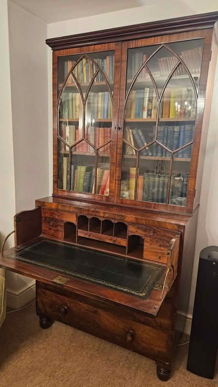 Photo of free Late Georgian mahogany secretaire with glass frontedbookcase (Speldhurst TN3) #3