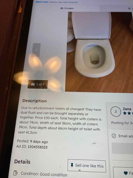 Photo of free 3 toilets with cisterns (Fairfield Park SG5) #2