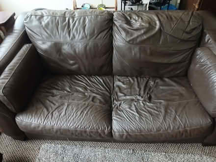 Photo of free Brown leather sofa (Sandylands LA3) #1