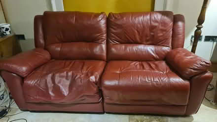 Photo of free Red Leather 3 Seater Reclining Sofa (Stonehouse GL10) #3