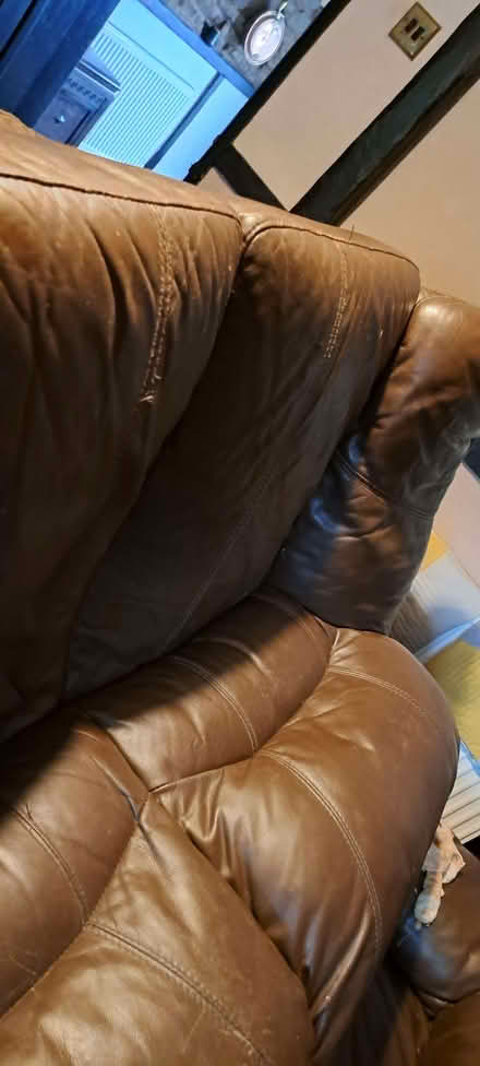 Photo of free 2 leather sofas...single mattress &wood rocking chair (Withnell PR6) #3
