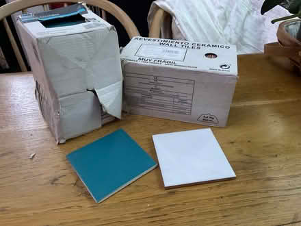 Photo of free Two boxes of small tiles blue & white (Hailsham BN27) #1
