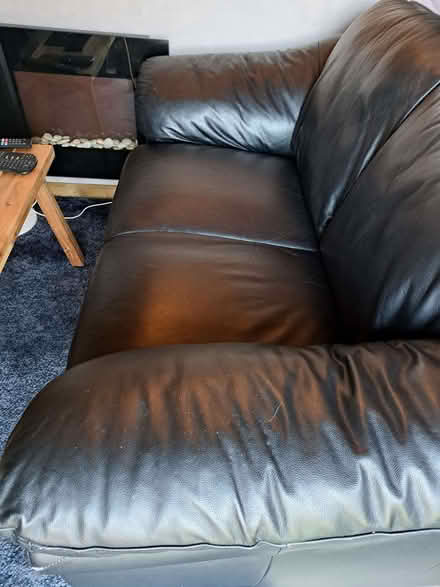 Photo of free Black leather 2 seater sofa (Churwell LS27) #2