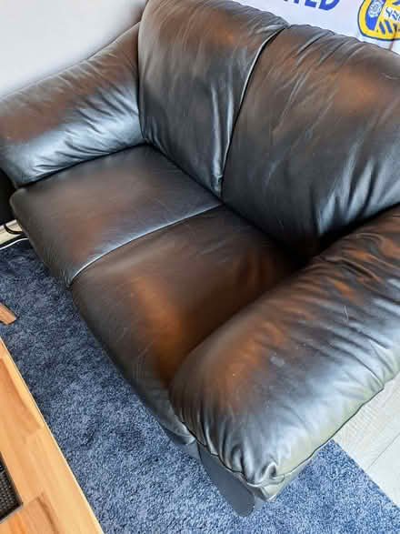 Photo of free Black leather 2 seater sofa (Churwell LS27) #1