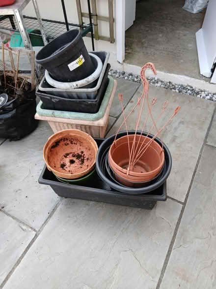Photo of free Large plastic tubs + fork + shovel (Abingdon OX14) #1