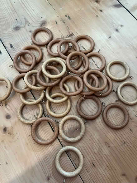Photo of free 30 oak curtain rings with eyelets (Shoscombe) #1