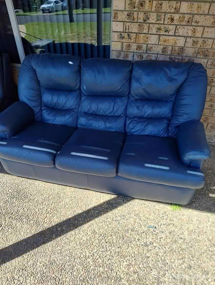 Photo of free Blue leather couch and armchair (56 Ocean Ave Surf Beach) #3