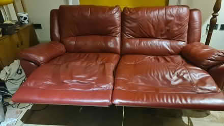 Photo of free Red Leather 3 Seater Reclining Sofa (Stonehouse GL10) #2