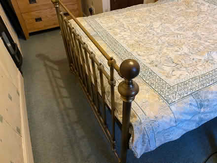 Photo of free Brass coloured metal double bed base & frame (Kendal LA9) #2