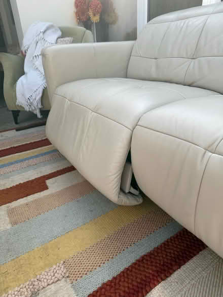 Photo of free Cream reclining leather sofa (Merstham) #4