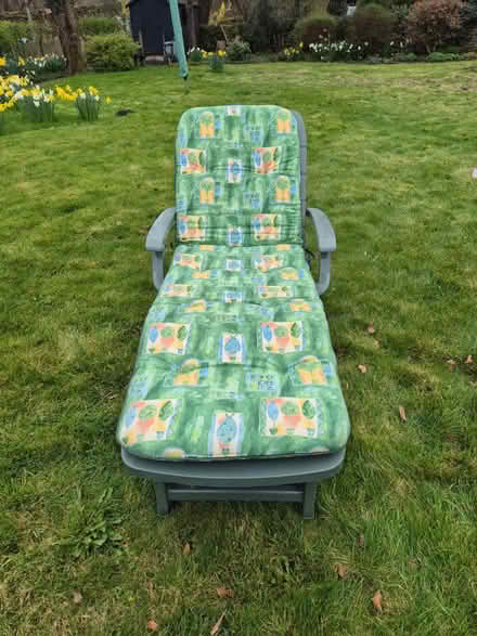 Photo of free Heavy plastic sun lounger and cushion (Furness Vale SK23) #1