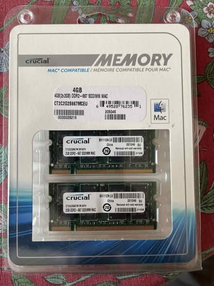 Photo of free Mac compatible memory, Cruciak 4GB (2x2GB) DDR2-667 CT2C2G2S (Maida Vale W9) #1