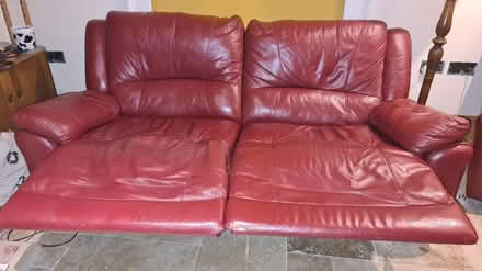 Photo of free Red Leather 3 Seater Reclining Sofa (Stonehouse GL10) #1
