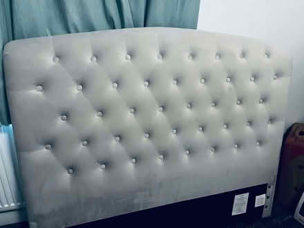 Photo of free lift-up storage bed frame, faux suede headboard, no mattress (West Marina TN38) #1