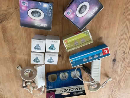 Photo of free Halogen bulbs MR 16,MR 11, etc.plus transformers and downlig (Hanley Swan WR8) #1