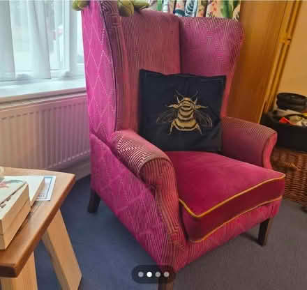 Photo of free Pink and gold wing back chair (Laindon SS15) #2