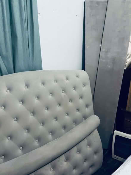 Photo of free lift-up storage bed frame, faux suede headboard, no mattress (West Marina TN38) #3