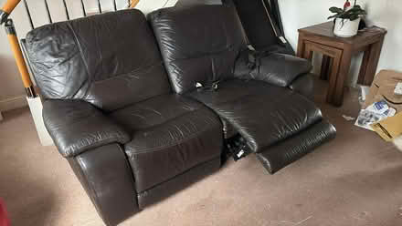 Photo of free Brown leather reclining sofa (Marton Bank FY4) #2
