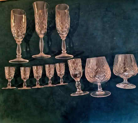 Photo of free 12 various cut glass glasses (Broadbridge Heath, RH12) #1