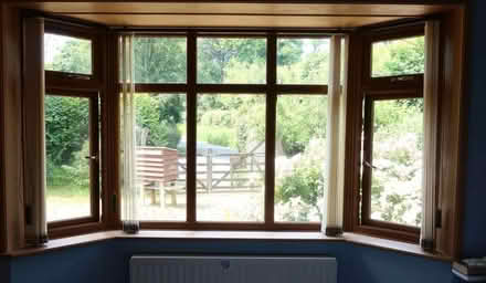 Photo of free Three cream fabric vertical window blinds for a bay window. (Clayhill TN31) #3