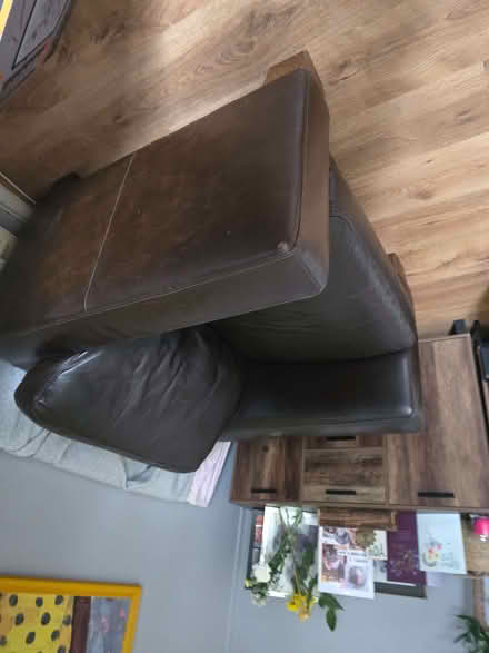 Photo of free Brown leather arm chair (Llanrumney CF3) #2