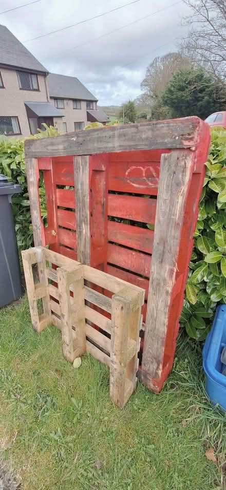 Photo of free Wooden Pallets - 1x full size, 1x half size (Ysceifiog CH8) #2