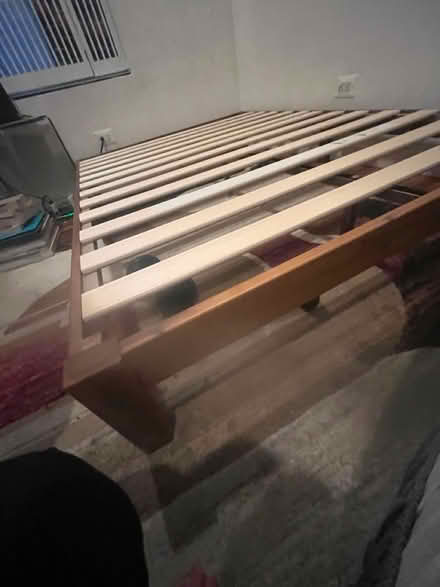 Photo of free Full Size Wooden Bed Frame w/ slats (Morningside Heights) #3