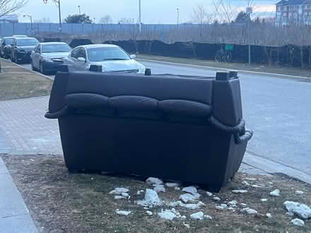 Photo of free Curb alert!: brown leather couches (Markham) #1
