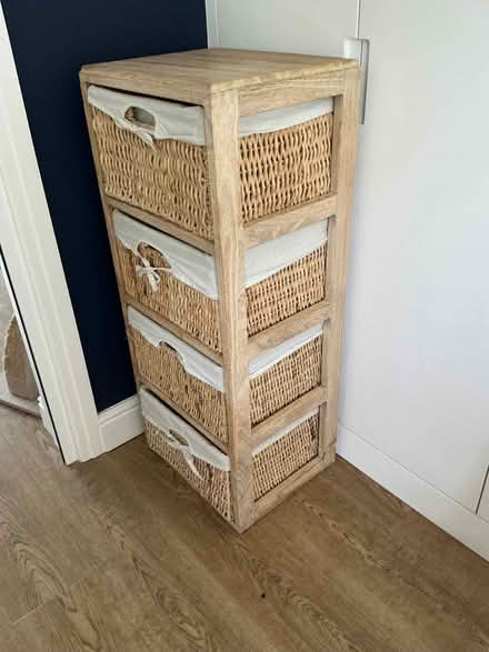 Photo of free Four-drawer chest with lined wicker baskets (New Malden KT3) #2