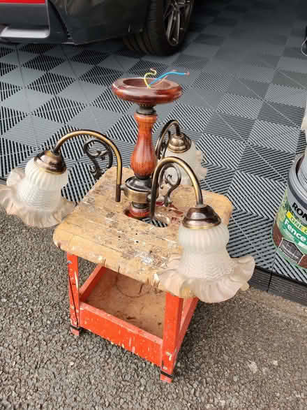 Photo of free 3 pendant wooden ceiling lamp (Acton Trussell ST17) #1