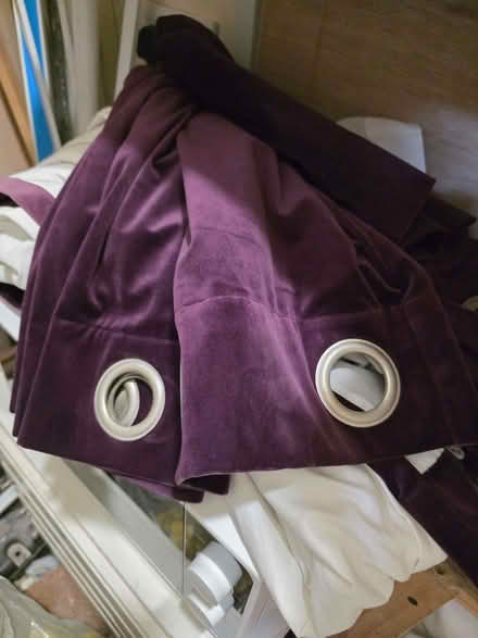 Photo of free Purple 90' by 90 curtains velvet ring top (Harrogate HG1) #1