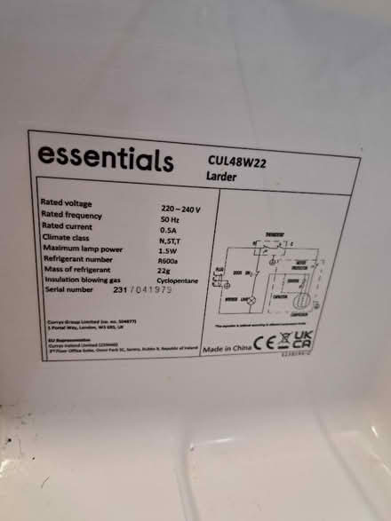 Photo of free Currys essentials larder fridge (Holestone Moor DE4) #4
