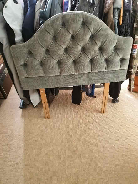 Photo of free Single divan bed base and green velvet headboard. (Congleton CW12) #3