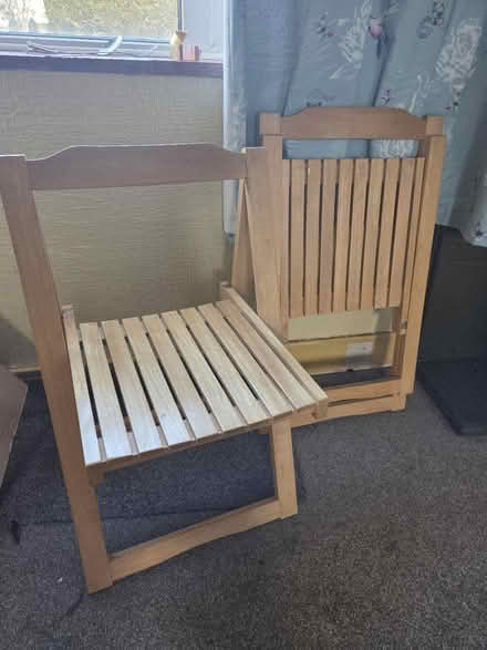 Photo of free 2 wooden chairs fold up (SG17 shefford beds) #1